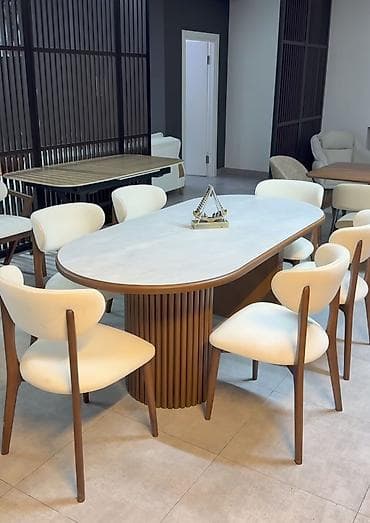 Mətbəx üçün, Yeni, Açılmayan, Oval masa, 8 stul