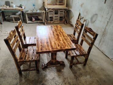 дачный набор стол и стулья: Dördbucaq masa, Stullar ilə, 4 nəfər, Açılmayan — 6