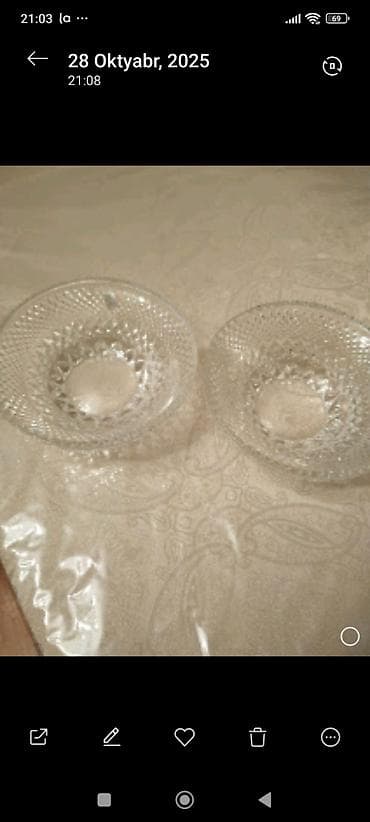 Konfet qabi - Material: qalın şüşə - Dizayn: kəsim naxışlı