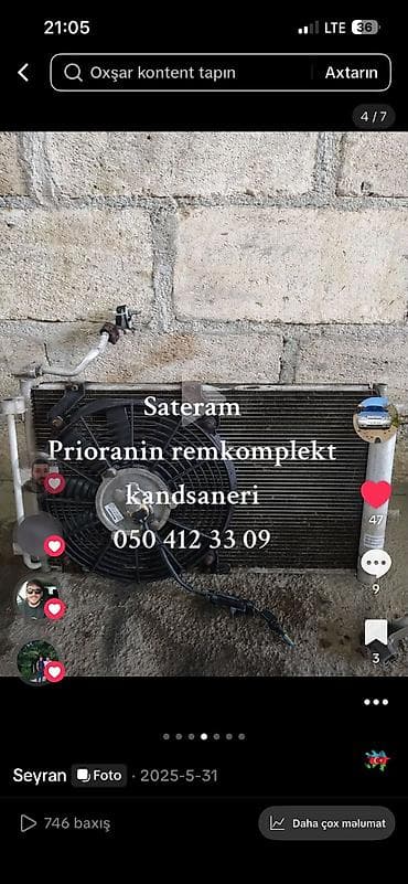 Radiatorlar: Priora üçün kondisioner remkomplekti Komplekt tərkibi: - Kondisioner — 4