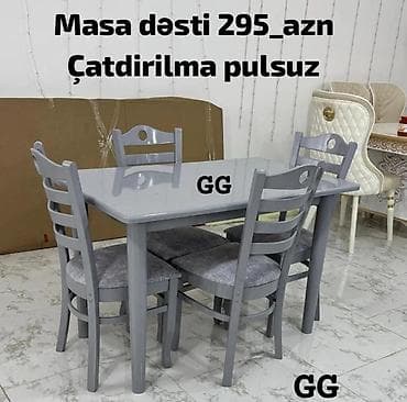 perla stul: Masa dəsti – 295 AZN Çatdırılma pulsuz Tərkibi: - 1 ədəd düzbucaqlı — 2