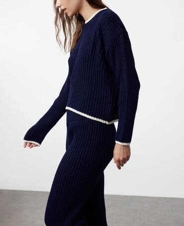 push up helanke: Qadın trikotaj dəst – tünd göy - İki hissəli rahat dəst: uzunqol — 1