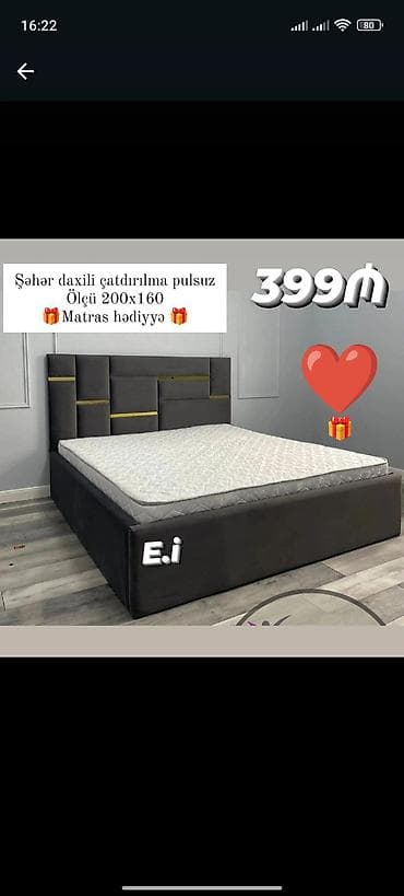 Yeni, İkinəfərlik çarpayı, Bazasız, Matras ilə, Siyirməsiz lalafo.az -da Yeni, İkinəfərlik çarpayı, Bazasız, Matras ilə, Siyirməsiz