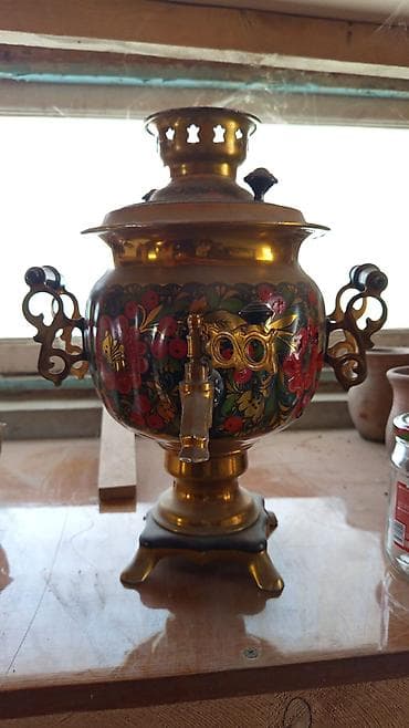 Mətbəx texnikası: Rus üslublu əl işi naxışlı samovar - Material: pirinç/metaldan — 3