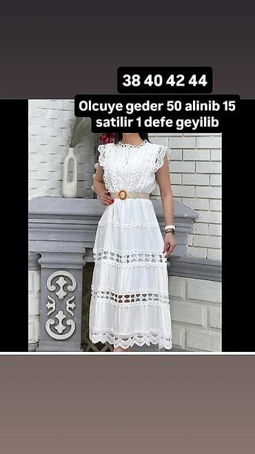 Ağ rəngli zərif yay donu - Ölçülər: 38, 40, 42, 44 - Dizayn: krujeva lalafo.az -da Ağ rəngli zərif yay donu - Ölçülər: 38, 40, 42, 44 - Dizayn: krujeva