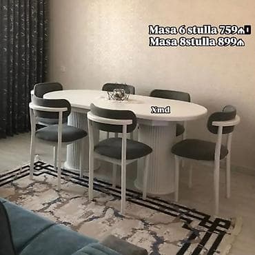 Oval formalı yemək masası dəsti - Variantlar: 6 stullu və 8 stullu - — 3