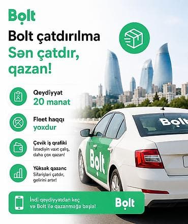 bolt piyada kuryer: Sürücü-kuryer tələb olunur, Şəxsi nəqliyyat vasitəsi ilə, İşəmuzd ödəniş — 1