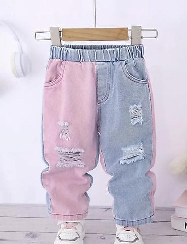 Uşaq cins şalvarı – iki rəngli dizayn - Model: uşaq üçün ikitərəfli