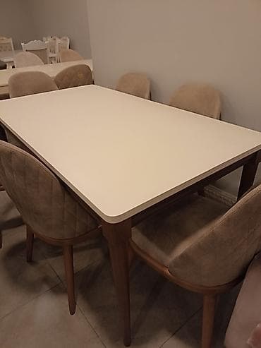 kuxna stollar: Qonaq otağı üçün, Yeni, Açılan, Dördbucaq masa, 6 stul — 2