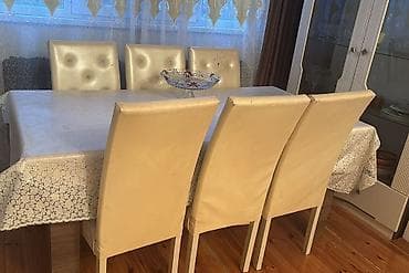 ilan derisi: Açılan, Dördbucaq masa, 6 stul — 2