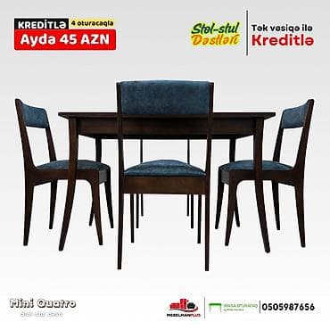ucuz dikler: Mətbəx üçün, Yeni, Açılmayan, Dördbucaq masa, 4 stul — 8
