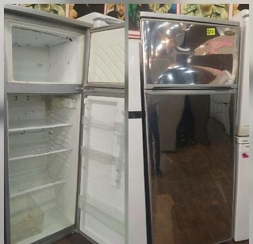 Soyuducu Paltaryuyan televizor vitrinlerin satış mərkəzi: İki qapılı soyuducu (yuxarıda dondurucu) - Korpus: paslanmayan polad