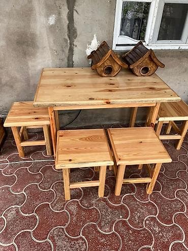 stol stul taxta: Для балкона, Новый, Прямоугольный стол, 4 стула — 2