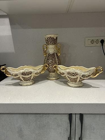 qab qacaqlar: Leopar naxışlı keramika dekor dəsti - Tərkib: 3 hissə — 1 ədəd böyük — 7