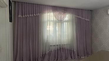 capsella perdeler: Lila rəngli pərdə dəsti - Komplekt: ikiqat əsas pərdə + tül + — 3