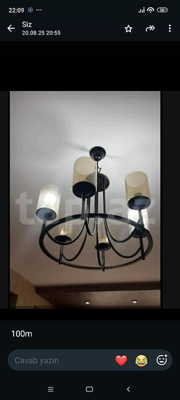 qara sam: Çılçıraq, 5 lampa, Metal — 1