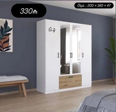 Yeni, Açılan, 3 qapılı Düz dolab, Qarderob, paltar dolabı