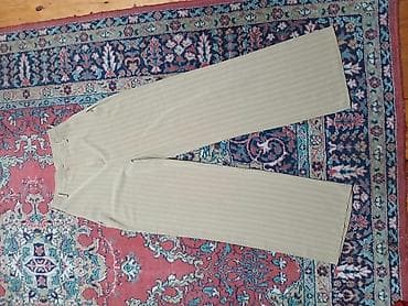 buggy şalvar: - Məhsul: Klassik zolaqlı pants (şalvar) - Rəng: Açıq bej/şampan — 1