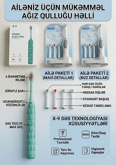 X-9 Sonic Electric diş fırçası – ailəniz üçün ağız qulluğunda tam həll lalafo.az -da X-9 Sonic Electric diş fırçası – ailəniz üçün ağız qulluğunda tam həll