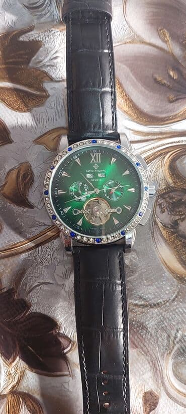 gumus saatlar: İşlənmiş, Qol saatı, Patek Phillipe, rəng - Yaşıl — 3
