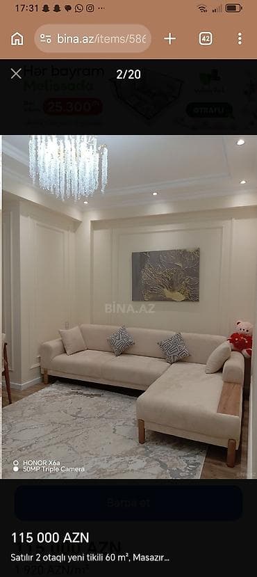 gence mehle evleri: 2 otaqlı, Yeni tikili, 60 kv. m — 1