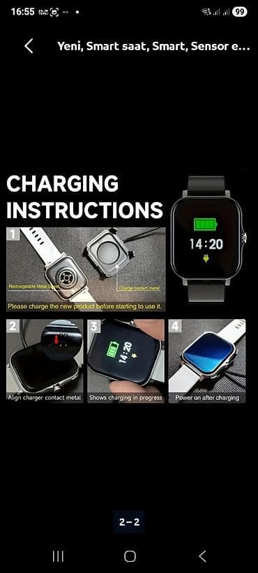 smart eynek: Smart saat, Smart, Sensor ekran, rəng - Boz — 2