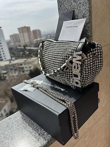 parca canta: Alexander Wang kristal bəzəkli çanta - Model: miniatür shoulder/çiyin — 1