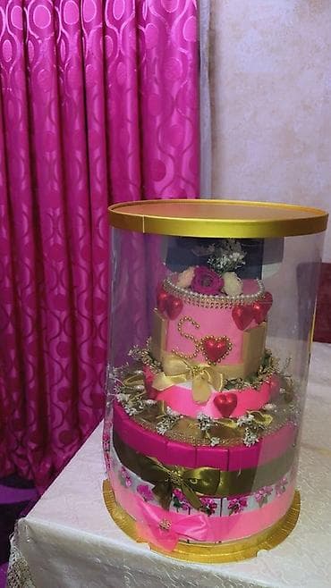 qapi ustu asmalar: Şokolad tortu-kompozisiyası (qutu hədiyyə) - Üçmərtəbəli dekorativ — 3