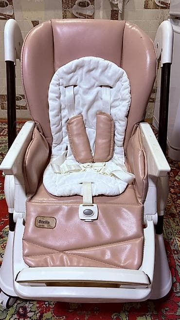 Uşaq yemək stulu – Stella model - Rəng: pudra/çəhrayı oturacaq, ağ — 2