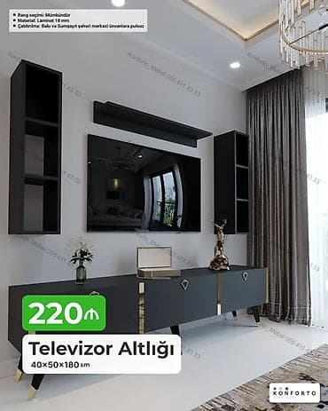 dekor ref: Televizor altlığı – müasir dizayn Ölçü: 40 × 50 × 180 sm Material — 1