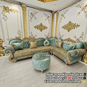Divan və kreslo dəstləri: Yeni, Künc divan, Pufik — 1