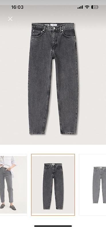 Qadın mom jeans 36 S razmer– tünd boz (washed) rəng - Model: Mom fit