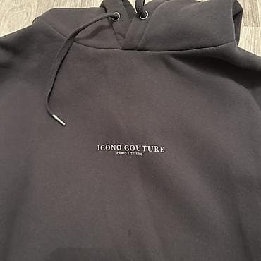 cantalar: ICONO COUTURE kapüşonlu sweatshirt - Rəng: qrafit/qaranlıq boz - Ön — 3