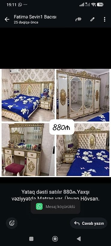 matras satisi: Yataq dəsti satılır 880₼.Yaxşı vəziyyətdə.Matras var. Ünvan Hövsan — 1