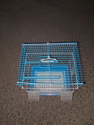 sumqayit qəfəs: Quş qəfəsi – metal konstruksiya, mavi-ağ rəngdə - Düzbucaqlı forma — 2