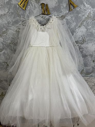 uşaq oyuncağı: Ağ rəngli qız uşağı üçün ziyafət donu - Model: uzun, çoxqat tül — 3