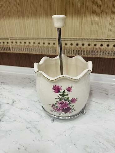 rendə: Porselen qənd qabı – presli - Material: qalın porselen gövdə — 2