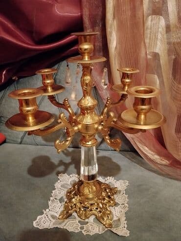 Digər ev dekoru: Möhkəm bürünc effektli, klassik üslubda şamdan/kandelyabr - 5 şam — 8