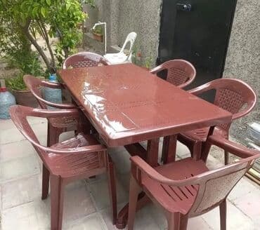 Bağ, çöl oturacaqları: Yeni, Kvadrat masa, 4 stul, Açılmayan, Stullar ilə, Plastik — 1