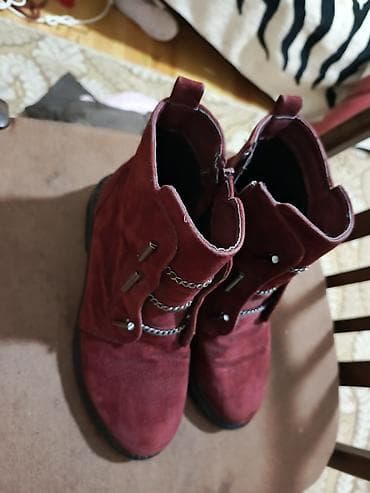 əsgər cəkməsi: Qadın botları – bordo rəng 37razbil teze kimid - Material: süet — 7