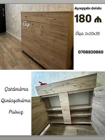 Ayaqqabı dolabı - Material: ağac teksturalı laminat - Rəng: təbii lalafo.az -da Ayaqqabı dolabı - Material: ağac teksturalı laminat - Rəng: təbii