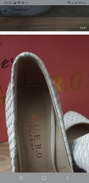 nabuk ayaqqabi: GUERO Turkey qadın tuflisi - Rəng: açıq boz/ağ tonlarda - Üst hissə — 3