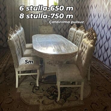 Qonaq otağı üçün, Oval masa, 6 stul