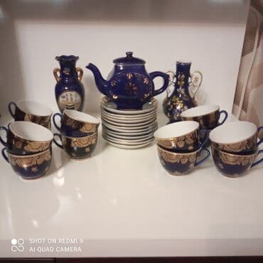 qədimi çaynik: Çay dəsti, rəng - Göy — 4