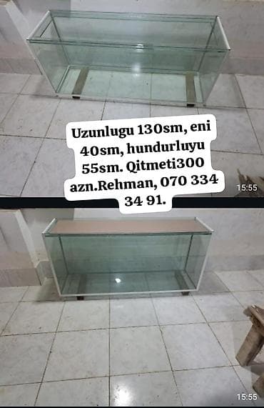 Птицы: Şüşə akvariumlar və akvarium stendləri - Variant 1: 170×50×70 sm — 2