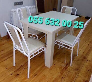 endirimde olan mebeller: Yeni, Dördbucaq masa, 4 stul, Açılan, Stullar ilə, Metal — 2