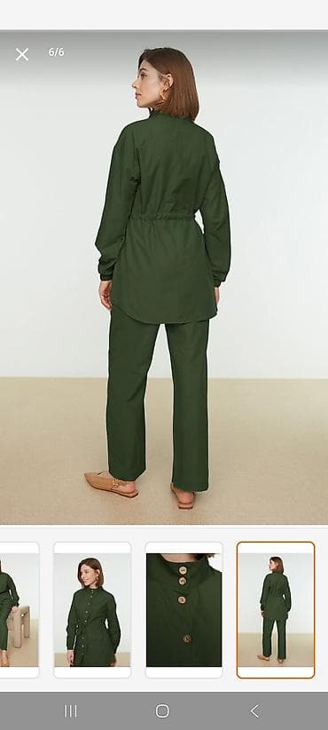 geyim desti: Qadın iki parça dəst – tünd yaşıl rəngdə, pambıq tərkibli - Üst — 5
