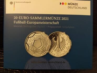 qizil onluq qiymeti 2020: Серебряная монета 20 евро, Чемпионат Европы по футболу 2020 года, 18 — 1