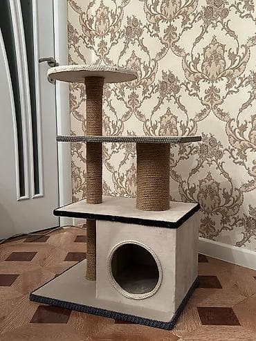 Yuvalar: Pişik üçün çoxmərtəbəli oyun və dırmaşma kompleksi - 3 səviyyəli — 3