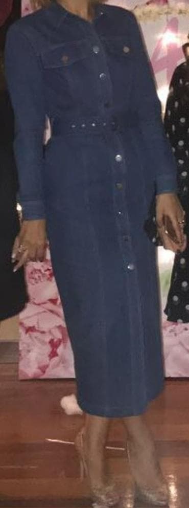 Ölçü 38, M Zəncirli düyməli, tünd mavi denim (cins) don - Model — 1